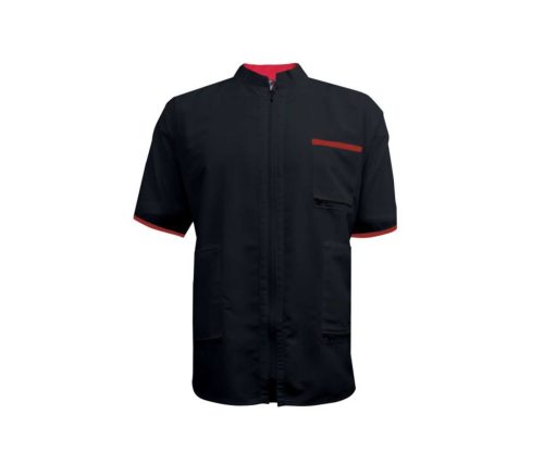 Vincent 2 Tone China Collar Barber Jacket - Red and Black